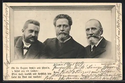 AK Bürgermeister Carl Lueger mit zwei seiner Kollegen