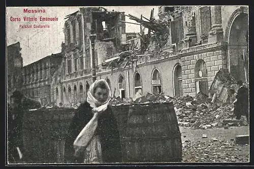 AK Messina, Corso Vittorio Emanuele, Palazzo Costarelle, Erdbeben