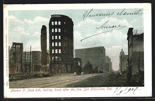 AK San Francisco, Cal., Market St. from 6th, looking East, after the fire, Erdbeben