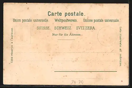 Lithographie Soldatengruss, Schweizer Infanterie im Feld