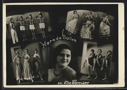 AK Tänzerinnen des Morado-Balletts in verschiedenen Szenen, Dir. Else Lamers
