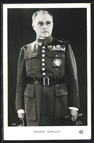 AK Heerführer Général Gamelin in Uniform, mit Orden behangen