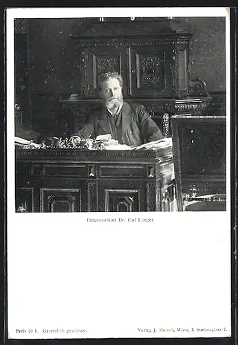 AK Bürgermeister Carl Lueger am Schreibtisch sitzend