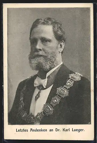 AK Porträt z letztes Andenken an Bürgermeister Carl Lueger