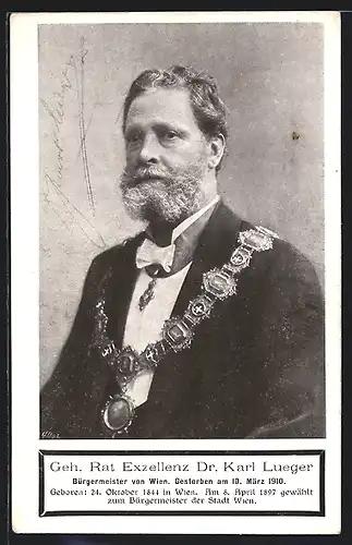 AK Zum Tode von Bürgermeister Carl Lueger, gestorben 10. März 1910