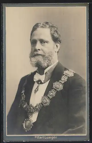 AK Portrait Bürgermeister Carl Lueger mit Stadtkette