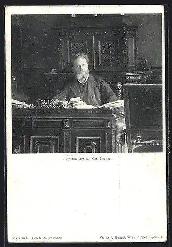 AK Bürgermeister Carl Lueger an seinem Schreibtisch