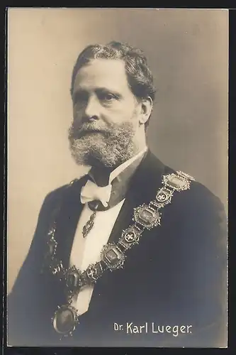 AK Portrait Bürgermeister Carl Lueger mit Stadtkette