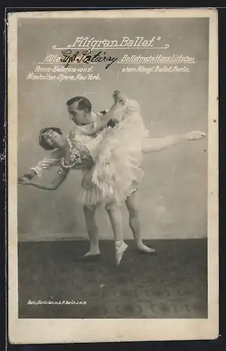 AK Filigran Ballett Hans Lützow und Käte Sztaray, mit Autographen