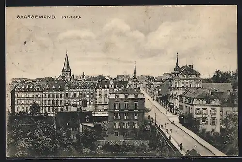 AK Saargemünd /Neustadt, Teilansicht mit Strassenpartie
