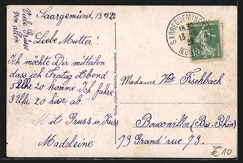 AK Saargemünd /Lothringen, Rathaus mit Litfasssäule