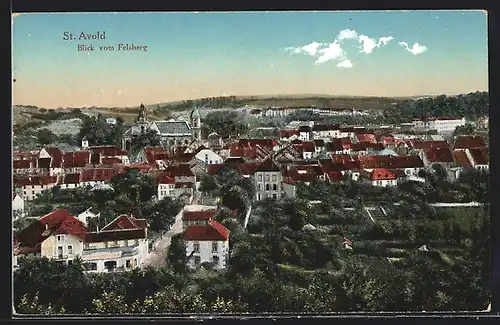 AK St. Avold, Blick vom Felsberg mit Kirche