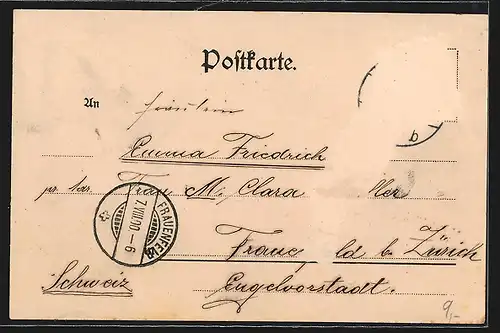 Lithographie Gebweiler i. Els., Teilansicht mit Kirche