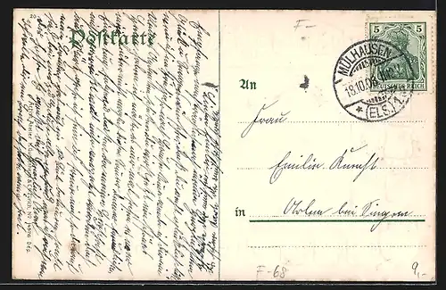 AK Mühlhausen / Moulhouse, Blick auf die Post, La Poste, Wappen
