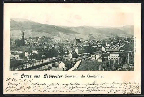 AK Gebweiler, Panorama mit Kirche