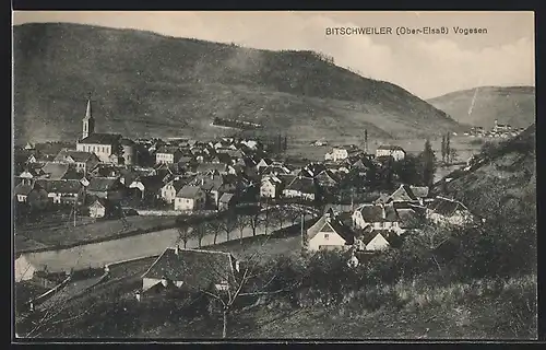 AK Bitschweiler /Vogesen, Panorama mit Kirche