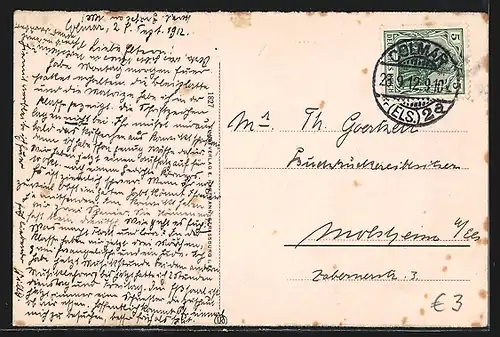 AK Colmar, Place Rapp, Rapp-Platz mit Denkmal