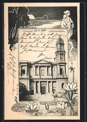 AK Gebweiler, Frontansicht der Liebfrauenkirche