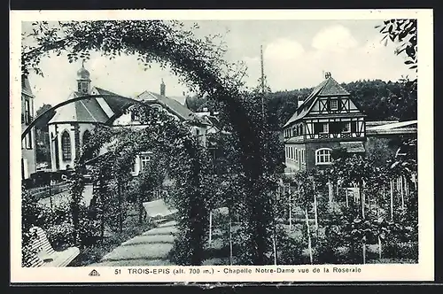 AK Trois-Epis, Chapelle Notre-Dame vue de la Roseraie