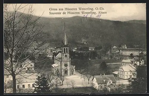 AK Hüsseren Wesserling /O.-Els., Blick auf die Kirche