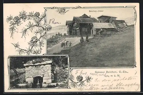 AK Grosser Belchen /O.-Els., Belchen-Hotel, Schlumbergerbrunnen