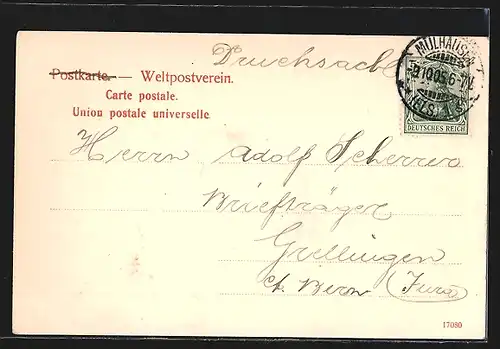 AK Mülhausen i. E., Wasserpartie mit Postamt