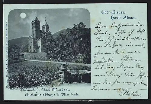 Mondschein-AK Murbach /Ober-Elsass, Ehemalige Abtei