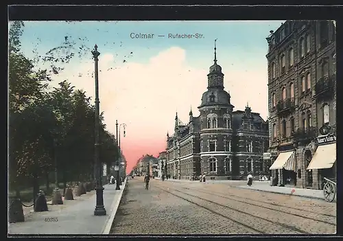 AK Colmar, Rufacher-Strasse mit Kaiser`s Kaffee-Geschäft