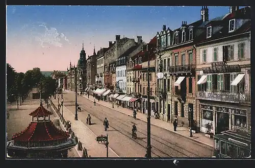 AK Colmar, Rufacher Strasse mit Post