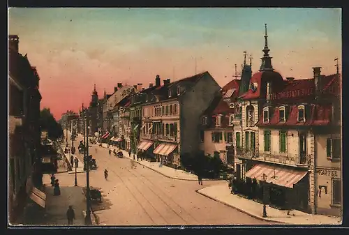 AK Colmar, Rufacherstrasse mit Hotel zur Stadt Sulz