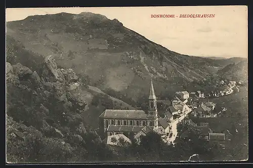 AK Diedolshausen, Ortsansicht mit Blick zur Kirche