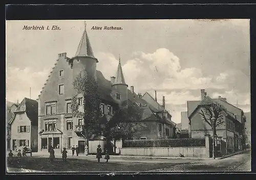 AK Markirch, Altes Rathaus mit Kindern