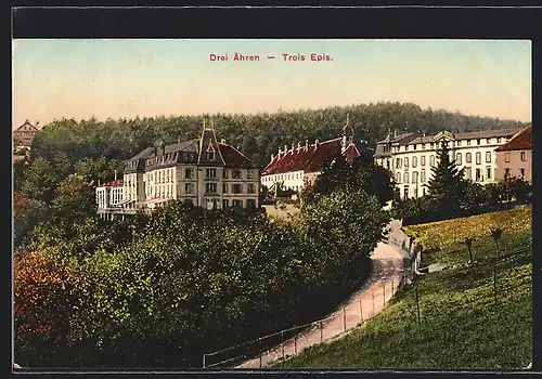 AK Drei Ähren, Ortspartie mit Hotel