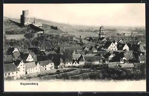 AK Kaysersberg, Ortsansicht mit Ruine