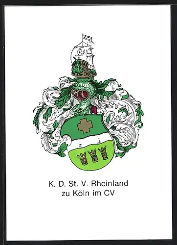 AK Köln, Studentenwappen des K. D. St. V. Rheinland im CV