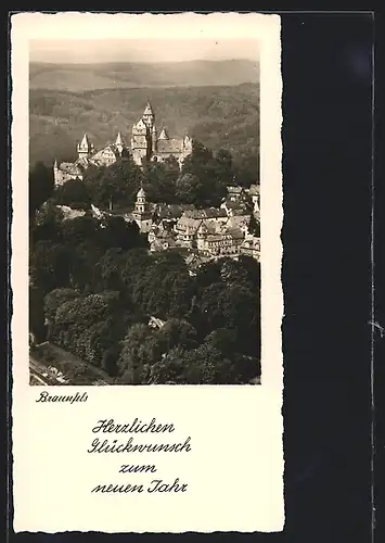 AK Braunfels, Ortsansicht mit Schloss aus der Vogelschau