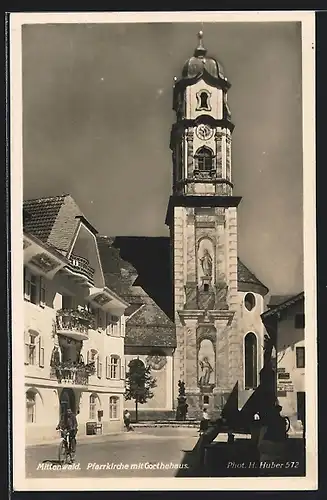 AK Mittenwald, Pfarrkirche mit Goethehaus