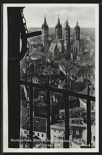 AK Naumburg /Saale, Blick vom Turm der Wenzelskirche auf Dom und Stadt