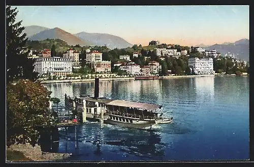 AK Lugano-Paradiso, Ortsansicht vom Wasser aus, Dampfer