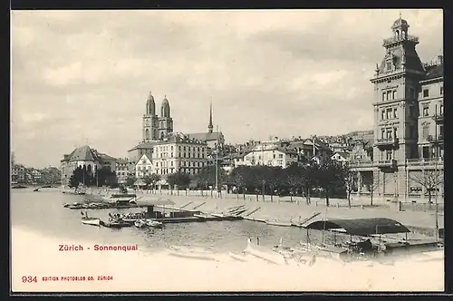 AK Zürich, Am Sonnenquai, Ortspartie