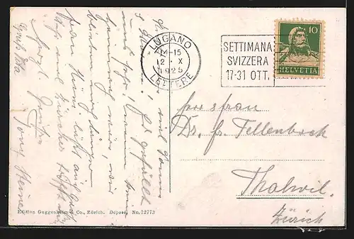 AK Albogasio /Lago di Lugano, Ortspartie mit Turm am See