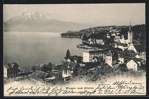 AK Weggis, Teilansicht mit Pilatus