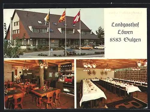 AK Sulgen, Landgasthof Löwen, Aussenansicht mit Parkplatz und Speisesäle