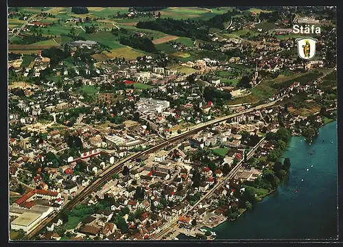 AK Stäfa am Zürichsee, Ortsansicht am Wasser, Fliegeraufnahme