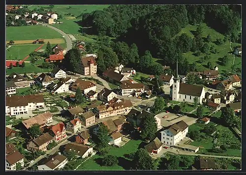 AK Turbenthal, Ortsansicht mit Kirche vom Flugzeug aus