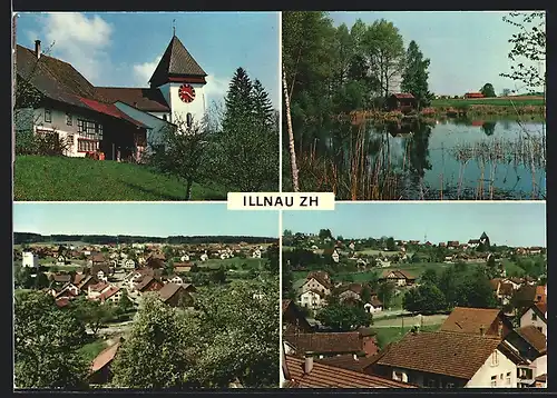 AK Illnau, Kirche, örtlicher Weiher, Teilansichten