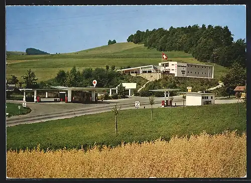 AK Hauenstein, Motel Nord-Süd Fam. Löliger mit Strasse und Tankstelle