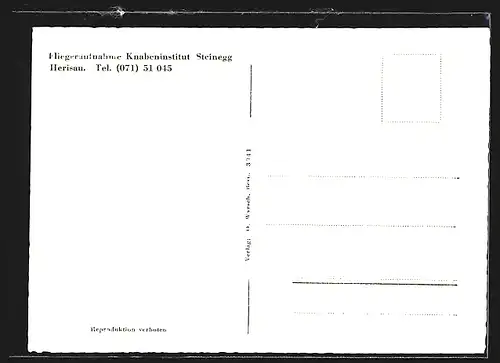 AK Herisau, Fliegeraufnahme des Knabeninstitutes Steinegg