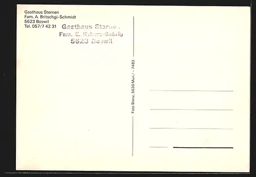 AK Boswil, Das Gasthaus Sternen, Aussenansicht und Speiseräume