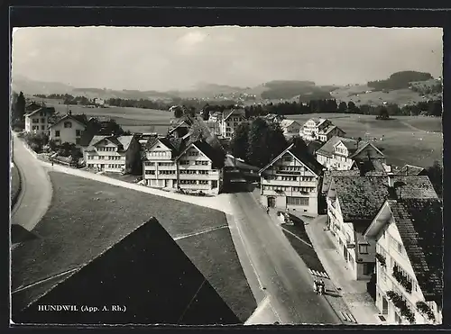 AK Hundwil, Teilansicht mit Reihenhäusern aus der Vogelschau